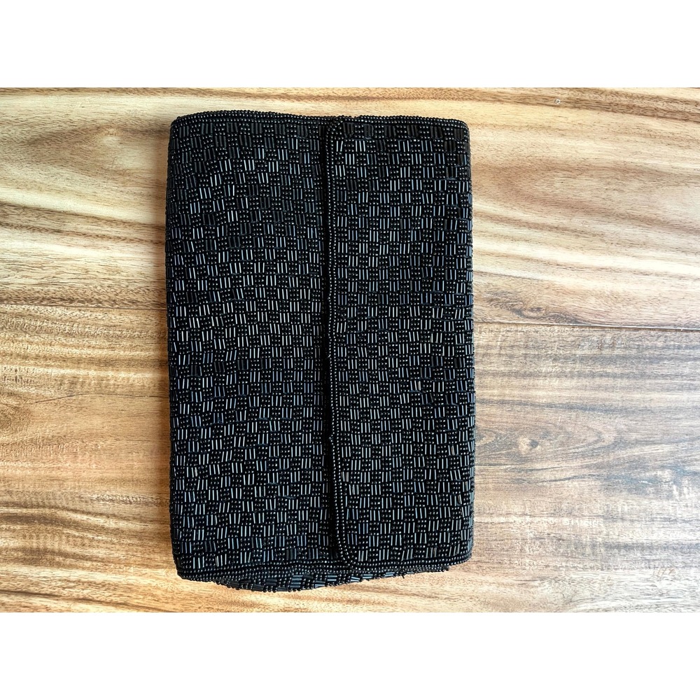 VintageWalborg Black beaded sequined clutch evening bag/purse Hong Kong
